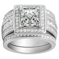 thumbnail image 1 of Beverly Halo Wedding Ring Set for Women Cz Engagement Matching Bands Ginger Lyne Collection, 1 of 7