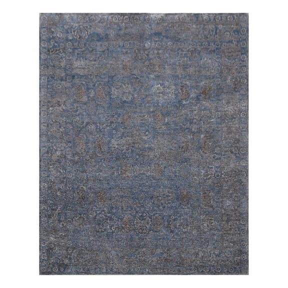 Beverly Hand-Knotted Wool/Bamboo Silk Blue 9'x12' Area Rug