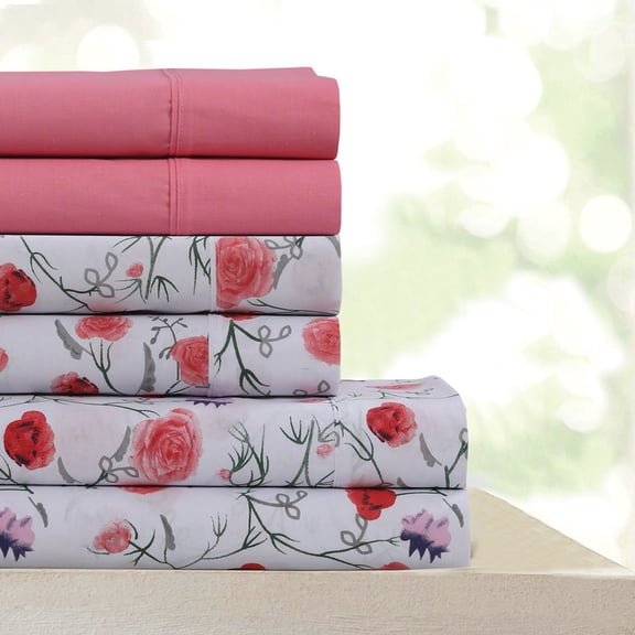 Beverly Hills 400 Thread Count Breathable 6 Piece Sheet Set – Silky Soft, Lightweight, Wrinkle-Resistant, Fade-Resistant Luxury Bedding (Queen, Zoey)