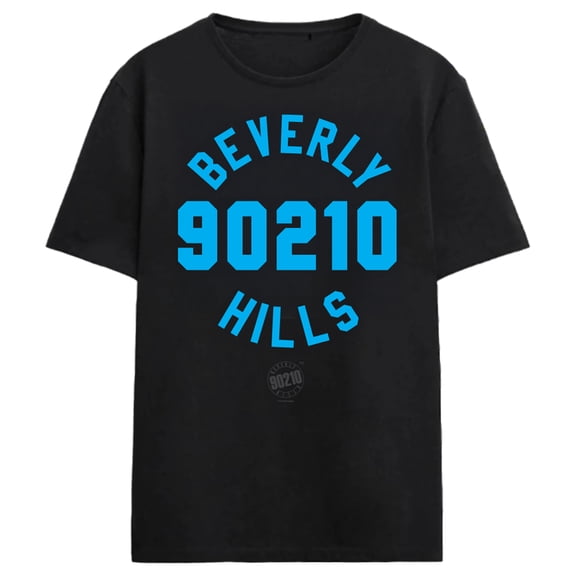 Beverly Hills 90210 Collegiate Adult Black Short Sleeve Tee-Large