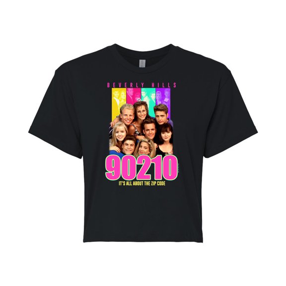 Beverly Hills 90210 - It's All About the Zip Code - Juniors Cropped Cotton Blend T-Shirt
