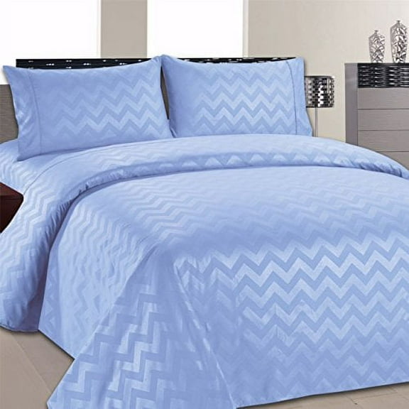 Beverly Hills Chevron Collection 1800 Series Ultra Soft Wrinkle Resistant Solid Color Sheet Set (Queen, Blue)