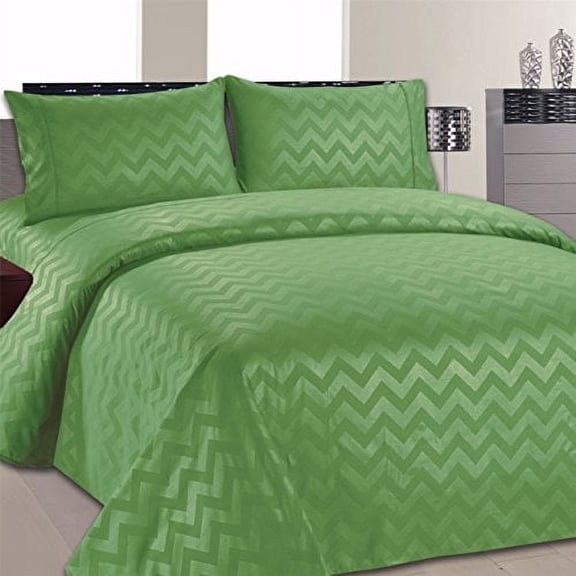 Beverly Hills Chevron Collection 1800 Series Ultra Soft Wrinkle Resistant Solid Color Sheet Set (Queen, Lime Green)
