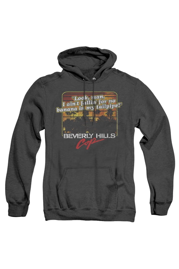 Beverly Hills Cop Banana In My Tailpipe Adult Heather Hoodie Sweatshirt Black