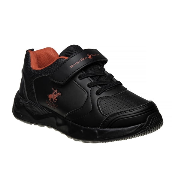 Beverly Hills Lace-up vamp with hook-and-loop closure kids sneakers - Black/Red, Size: 11