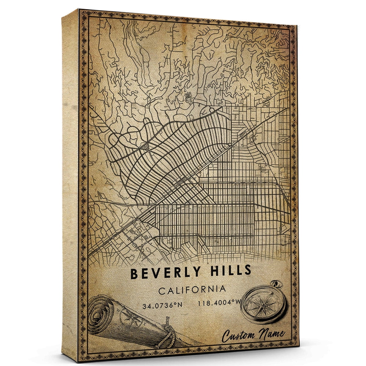 Beverly Hills Map Poster, California Map Art Poster, Canvas, Beverly ...
