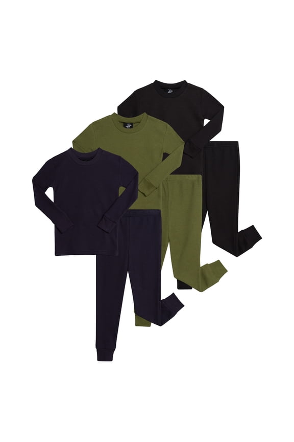 Toddler Baby Boys Thermal Underwear Waffle Knit Top and Long John Set 6 Piece