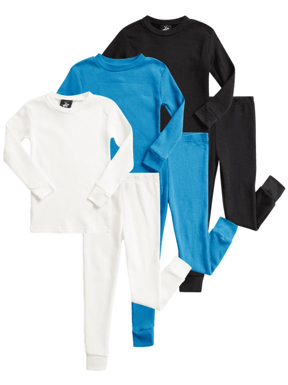 Toddler Baby Boys Thermal Underwear Waffle Knit Top and Long John Set 6 Piece