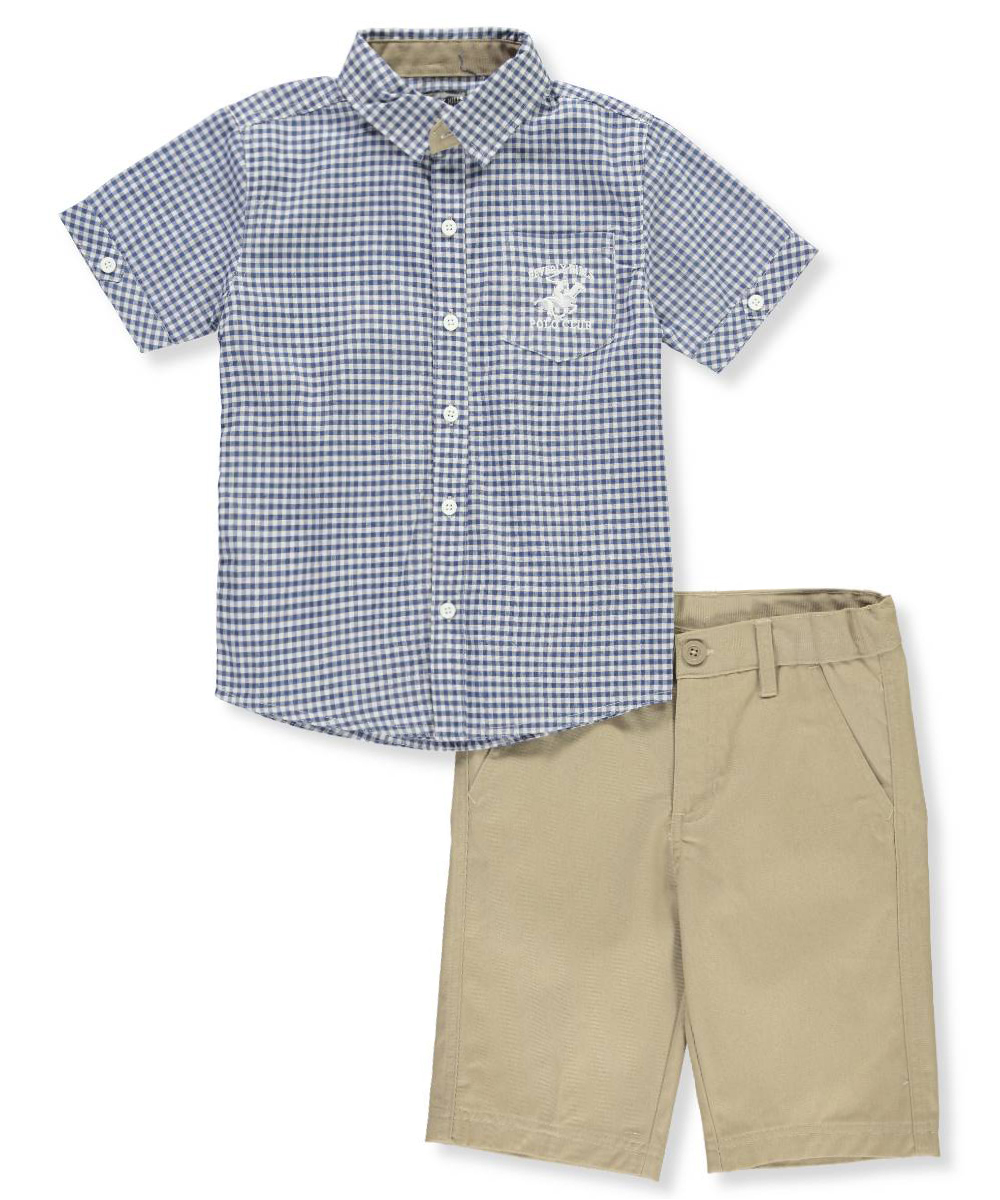 Beverly Hills Polo Club Boys' 2Piece Short Set Outfit navy/khaki, 5