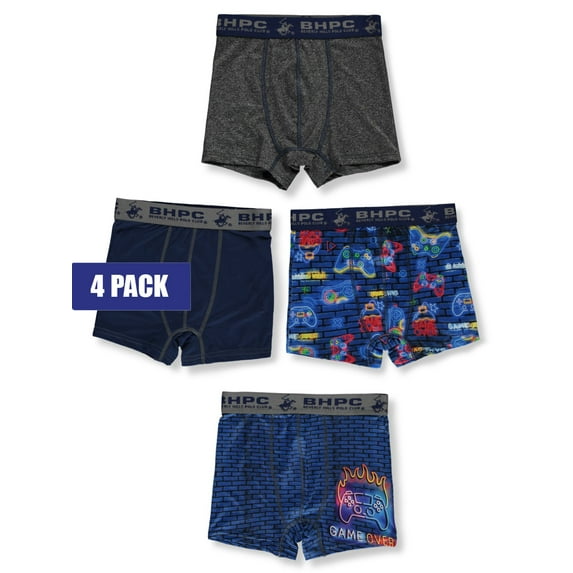 Beverly Hills Polo Club Boys' 5-Pack Arcade Boxer Briefs Color: gray/multi Size: 16 - 18