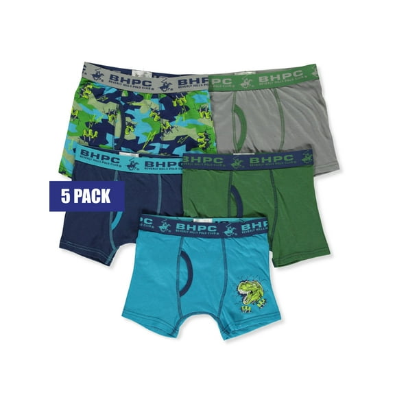Beverly Hills Polo Club Boys' 5-Pack Boxer Briefs Color: green/multi Size: 8 - 10
