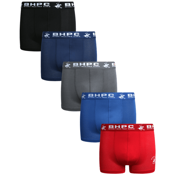 Beverly Hills Polo Club Boys Boxer Briefs - 5 Pack Comfort Mesh Performance Underwear Boxers (4-18)