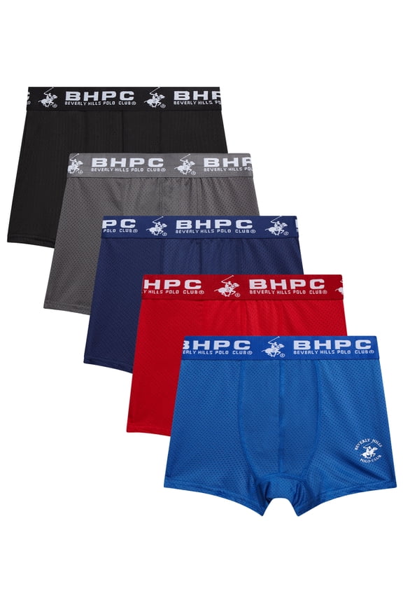 Boys Boxer Briefs - 5 Pack Comfort Mesh Performance Underwear Boxers (4-18)