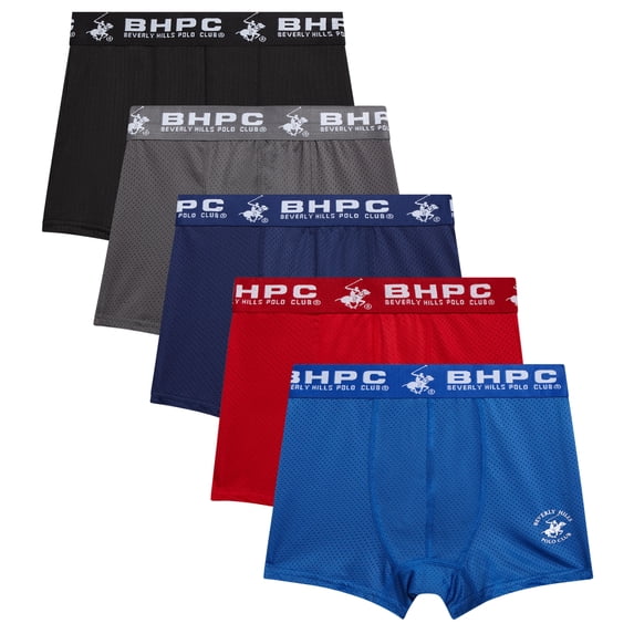 Beverly Hills Polo Club Boys Boxer Briefs - 5 Pack Comfort Mesh Performance Underwear Boxers (4-18)