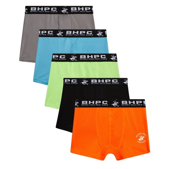Beverly Hills Polo Club Boys Boxer Briefs Comfort Mesh Performance Underwear Boxers 5 Pack