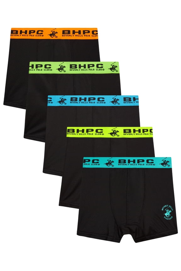 Boys Boxer Briefs - 5 Pack Comfort Mesh Performance Underwear Boxers (4-18)