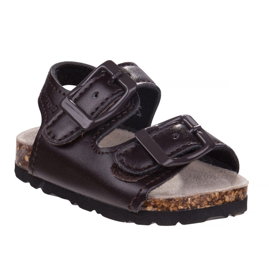 Beverly Hills Polo Club Boys Buckle Toddler Footbed Sandals, Brown, 10