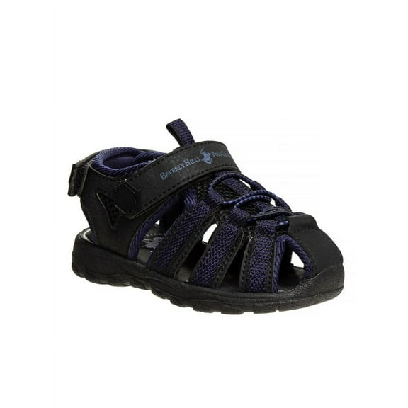 Beverly Hills Polo Club Boys Fisherman-Style Sport Sandals (Little Kid Sizes) - Black/Navy, 12