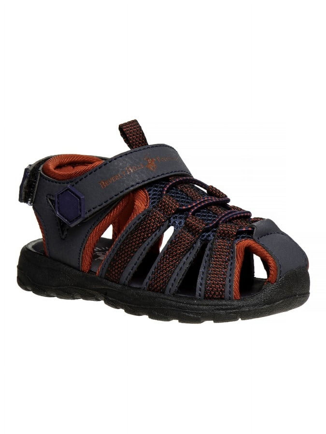 Beverly Hills Polo Club Boys Fisherman-Style Sport Sandals (Little Kid Sizes) - Navy/Red, 11