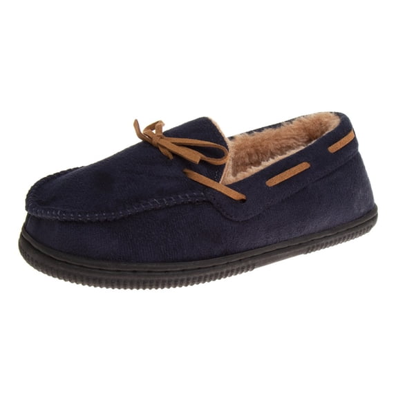 Beverly Hills Polo Club Boys Moccasins Slippers: Unisex Indoor Outdoor House Shoes with Anti, Slip Sole (Little Kid Big Kid), Navy, 12