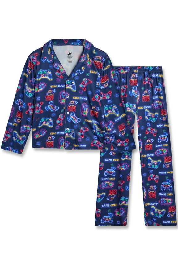 Boys Pajama Set - Soft Button Down Long Sleeve Pajamas and Pajama Pants