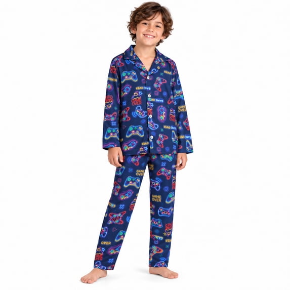 Beverly Hills Polo Club Boys Pajama Set 2-Piece Long-Sleeve Button-Up Shirt and Sleep Pants