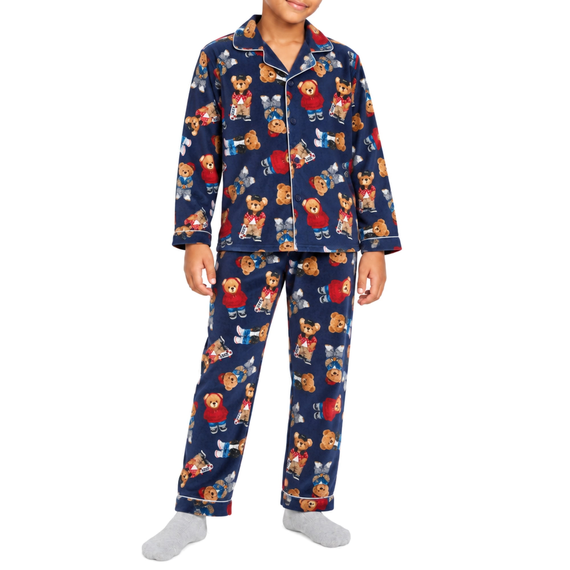 Beverly Hills Polo Club Boys Pajama Set 2 Piece Velour Coat Long Sleeve ...
