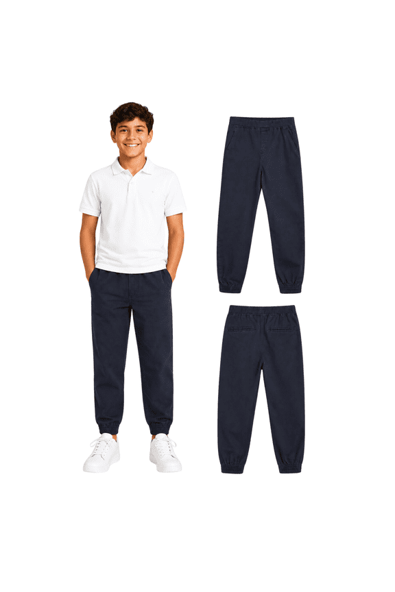 Boys’ School Uniform Pants – 2 Pack Pull On Jogger Pants (4-18)