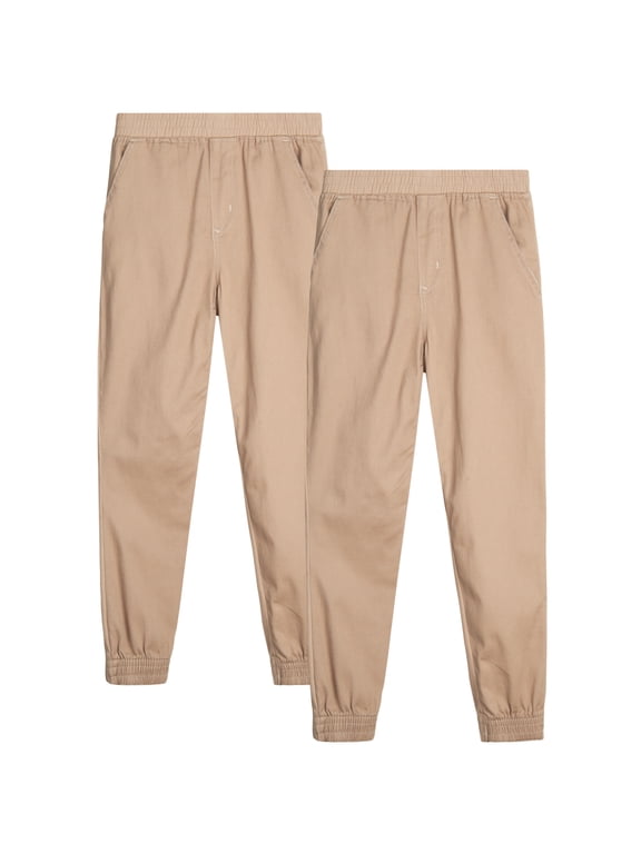 Boys’ School Uniform Pants – 2 Pack Pull On Jogger Pants (4-18)