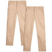 Beverly Hills Polo Club Boys’ School Uniform Pants – 2 Pack Relaxed Fit Casual Flat Front Pants (4-18)