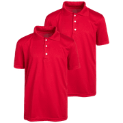 Boys' School Uniform Short Sleeve Polo Shirt - 2 Pack Performance Dry Fit Polo (4-16)