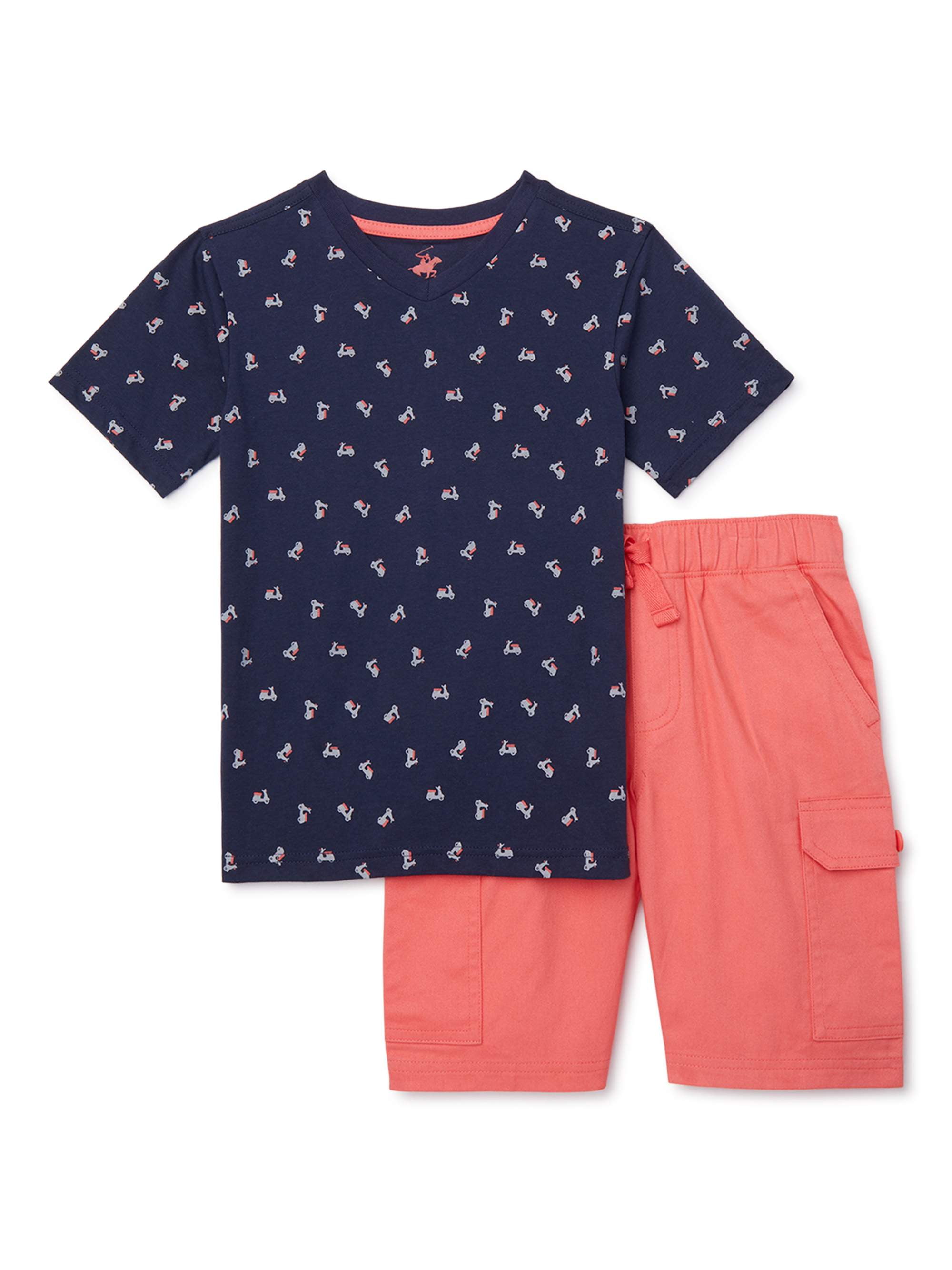 Beverly Hills Polo Club Boys Short Sleeve T Shirt Cargo Shorts