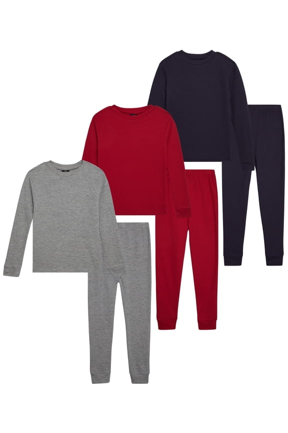 Boys' Thermal Underwear - 6 Piece Waffle Knit Top and Long Johns (2T-18)