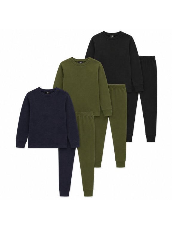 Boys' Thermal Underwear - 6 Piece Waffle Knit Top and Long Johns (2T-18)