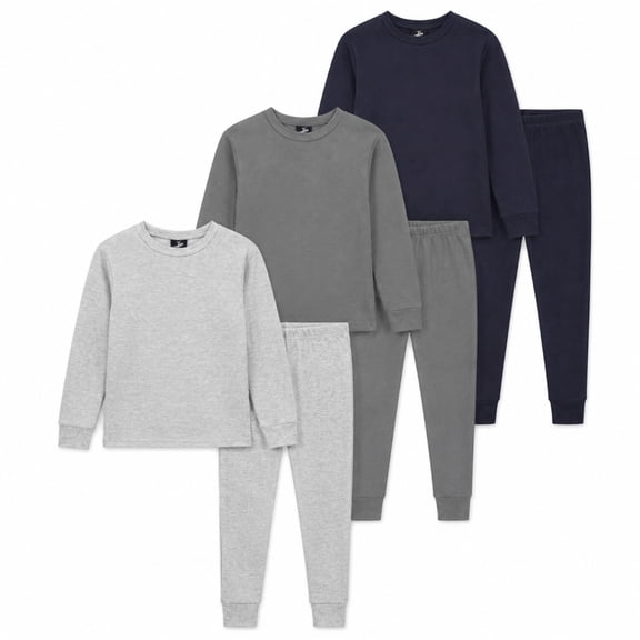 Beverly Hills Polo Club Boys Thermal Underwear Set Waffle Knit Top and Long Johns 6 Piece (2T-18), 3T Navy/Heather Grey/Charcoal