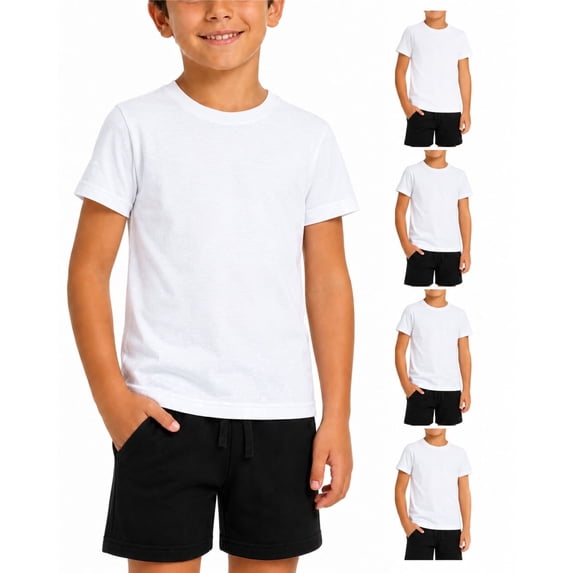 Beverly Hills Polo Club Boys Undershirts 100% Cotton Tank Tops or Short Sleeve Shirts 4 Pack, RUNS SMALL
