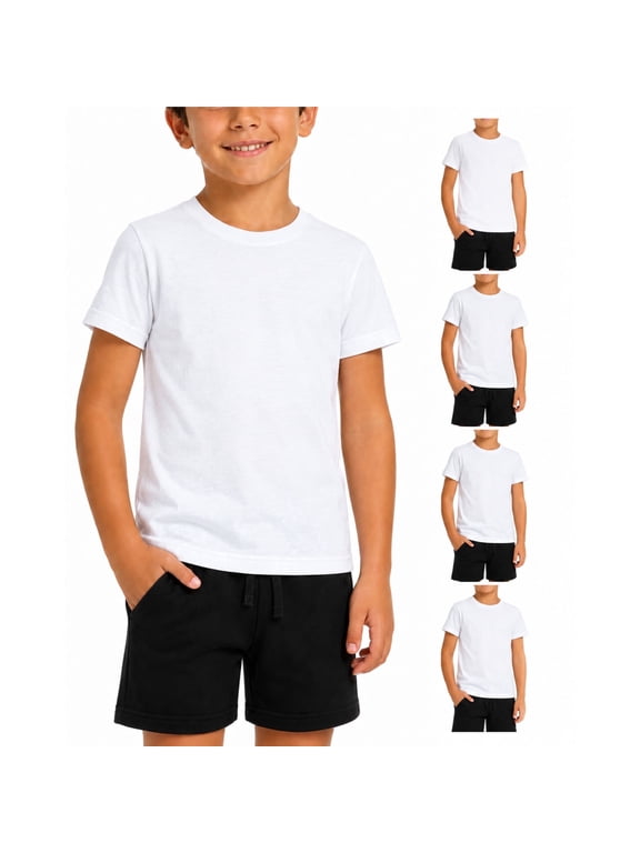 Boys Undershirts 4 Pack 100% Cotton Tank Tops or Short Sleeve Shirts