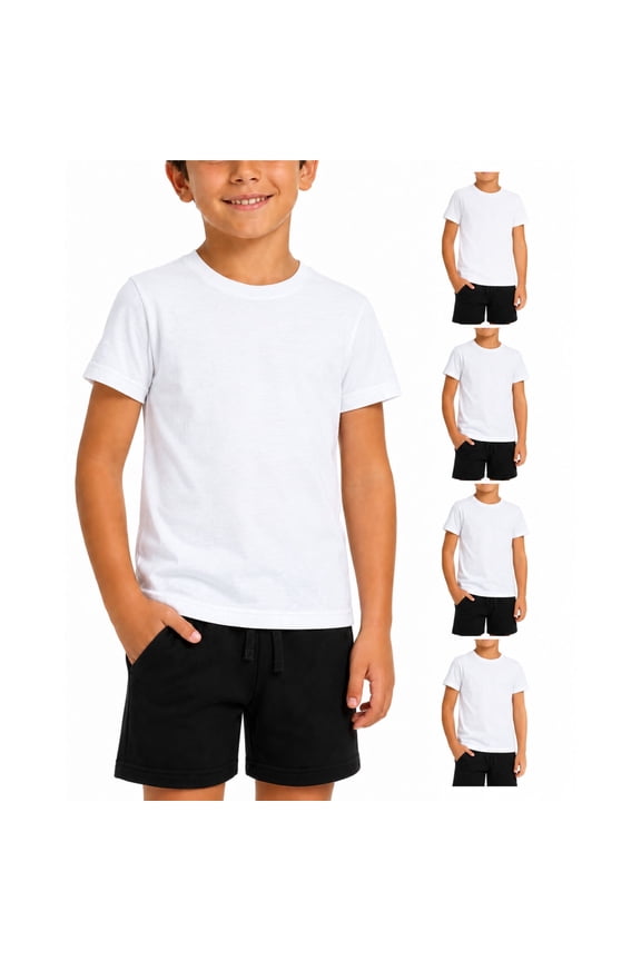 Boys Undershirts 100% Cotton Tank Tops or Short Sleeve Shirts 4 Pack