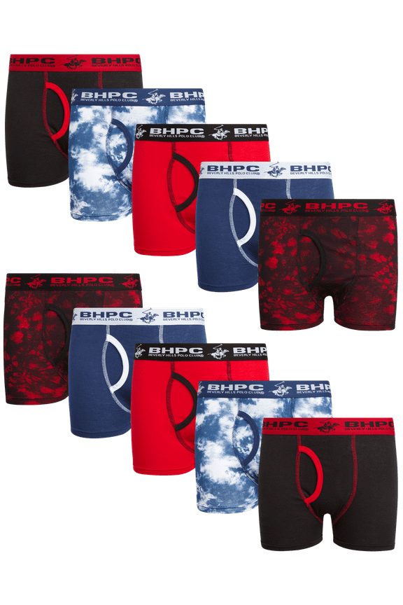 Boys' Underwear - 10 Pack Cotton Boxer Briefs (Size: 4-18)