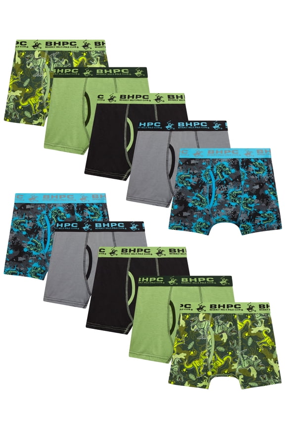 Boys' Underwear - 10 Pack Cotton Boxer Briefs (Size: 4-18)