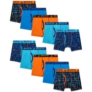 Beverly Hills Polo Club Boys Underwear Cotton Boxer Briefs with Functional Fly & Contour Pouch 10 Pack