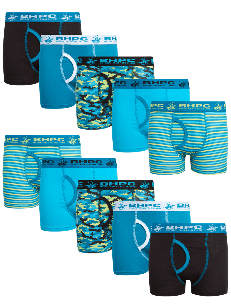 Beverly Hills Polo Club Boys' 10 Pack Cotton Boxer Briefs, Size - Main Image