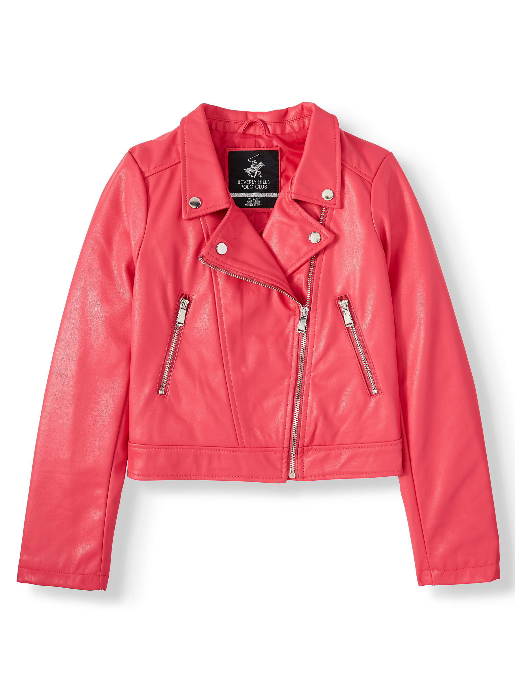 Beverly Hills Polo Club Faux Leather Moto Jacket (Big Girls) - Walmart.com