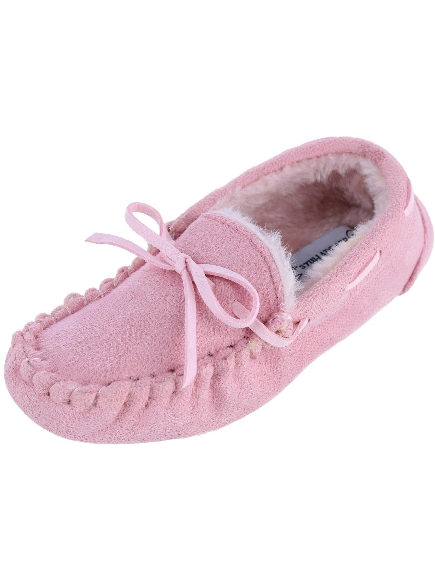 Pink moccasin slippers deals