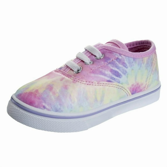 Beverly Hills Polo Club Girls Lace Up Canvas Sneakers. (Toddler Little Kids), White Multi, Size: 8