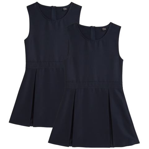 Sleeveless Pleated Jumper Dress and School Uniform for Girls 2 Pack