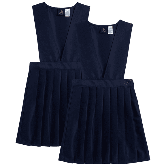 Beverly Hills Polo Club Girls' School Uniform Dress - 2 Pack Sleeveless Pleated Khaki Jumper Dress (4-16)