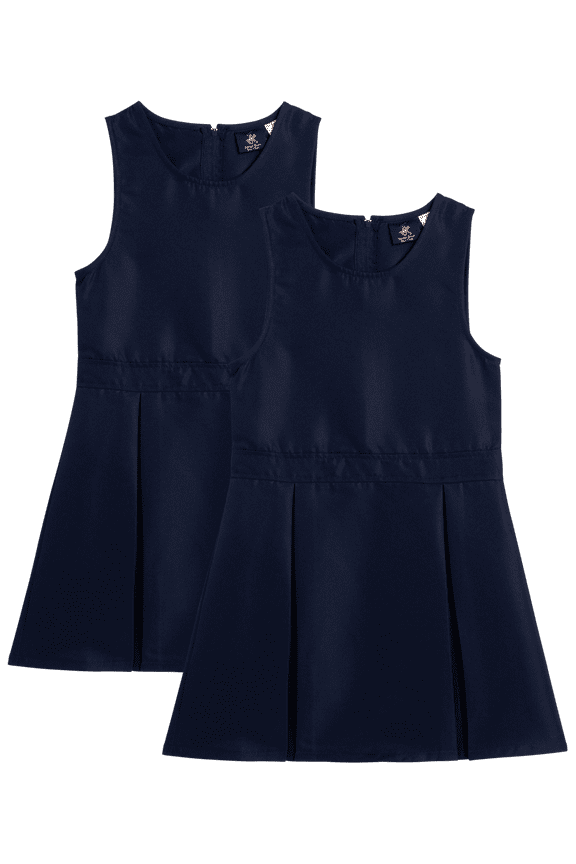 Girls' School Uniform Dress - 2 Pack Sleeveless Pleated Khaki Jumper Dress (4-16)