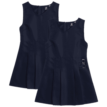 Beverly Hills Polo Club Girls' School Uniform Dress - 2 Pack Sleeveless Pleated Khaki Jumper Dress (4-16)