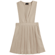 Beverly Hills Polo Club Girls' School Uniform Dress - Sleeveless Pleated Khaki & Navy Jumper Dress (4-16)